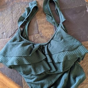 Ruffled high cut one piece bathing